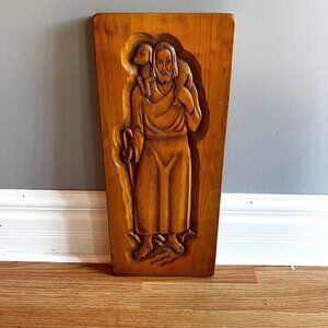 Wooden Carved Jesus with Sheap Swiss Made Wall Plaque Brienze Holz Schinitzerei